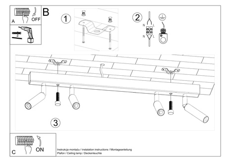 Ceiling lamp EYETECH 4 black + 4x LED Bulb G9 3000K Warm 4.5W 510lm