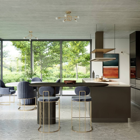 Chandelier SUPEŁ 5 glossy gold + 5X LED Bulb E27 3000K 7W 760lm