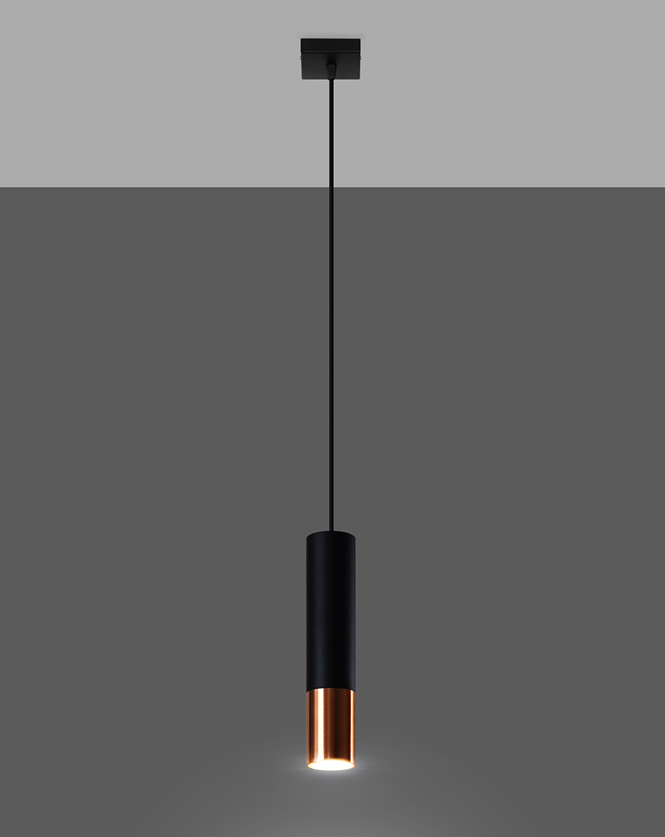 Hanging Lamp LOOPEZ 1 black/copper + 1x LED Bulb GU-10 4000K Cool White 7W 630lm