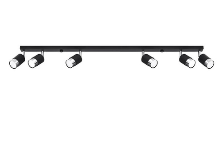 Ceiling lamp NERO 6 black/chrome + 6x LED Bulb GU-10 4000K Cool White 7W 630lm
