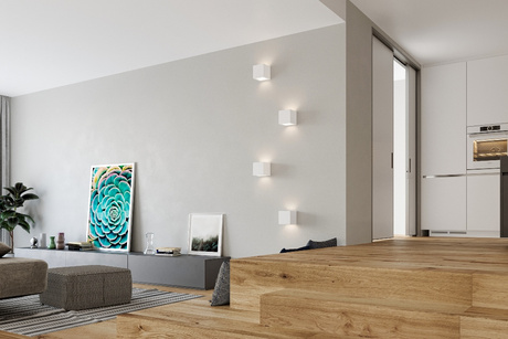 Wall lamp ceramic LEO white + 1x LED bulb E27 4000K Cool White 7.5W 650lm