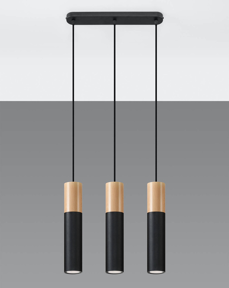 Ceiling Light PABLO 3 black + 3x LED Bulb GU-10 4000K Cool White 7W 630lm