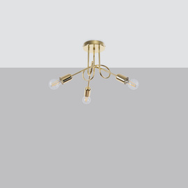 Chandelier SUPEŁ 3 glossy gold + 3X LED Bulb E27 3000K 7W 760lm