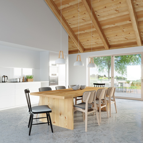 Ceiling hanging lamp CASCO white/natural wood + 1x LED Bulb E27 3000K Warm 7.5W 620lm