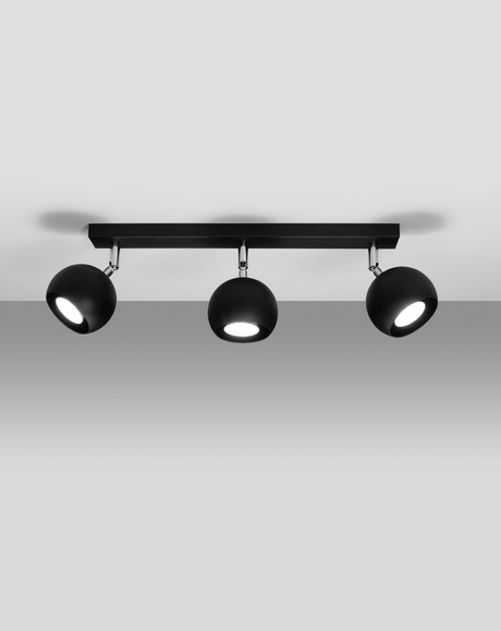 Ceiling lamp OCULARE 3 black + 3x LED bulb GU-10 3000K Warm 7W 620lm