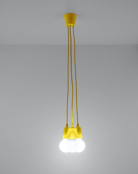 Hanging lamp DIEGO 3 yellow + 3x LED Bulb E27 3000K Warm 7.5W 620lm