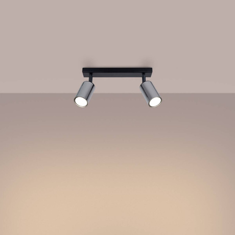 Ceiling lamp WINX 2 black/chrome + 2x LED Bulb GU-10 4000K Cool White 7W 530lm