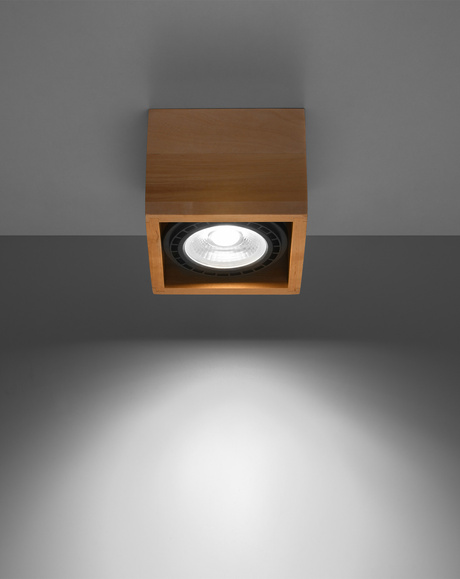 Ceiling lamp QUATRO 1 natural wood + 1x LED Bulb GU10 AR111 3000K WARM 12W 800lm