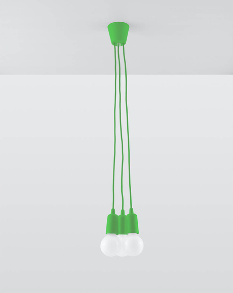 Ceiling pendant lamp DIEGO 3 green + 3x LED Bulb E27 4000K Cool White 7.5W 650lm