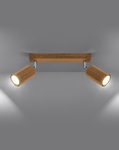 Ceiling lamp ZEKE 2 oak + 2x LED Bulb GU-10 4000K Cool White 7W 630lm
