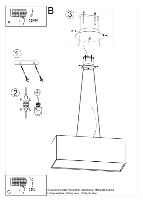Chandelier SANTA BIS 80 white + 3x LED Bulb E27 3000K Warm 7.5W 620lm