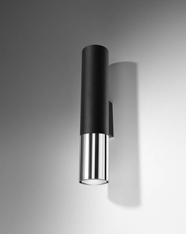 Wall lamp LOOPEZ black/chrome + 2x LED Bulb GU-10 3000K Warm 7W 620lm