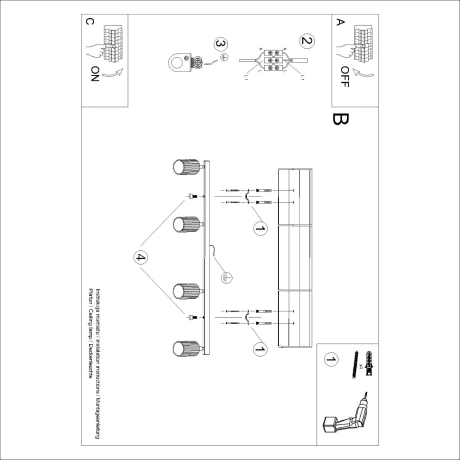 Ceiling lamp KARBON 4L black