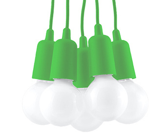Hanging lamp DIEGO 5 green + 5x LED Bulb E27 3000K Warm 7.5W 620lm