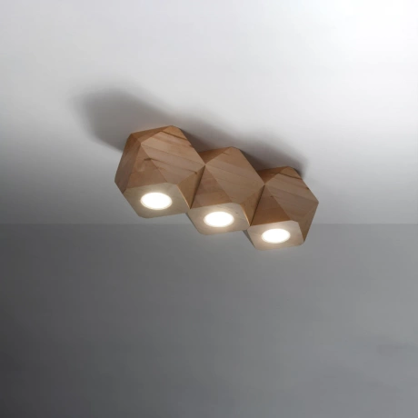 Ceiling lamp WOODY 3 natural wood