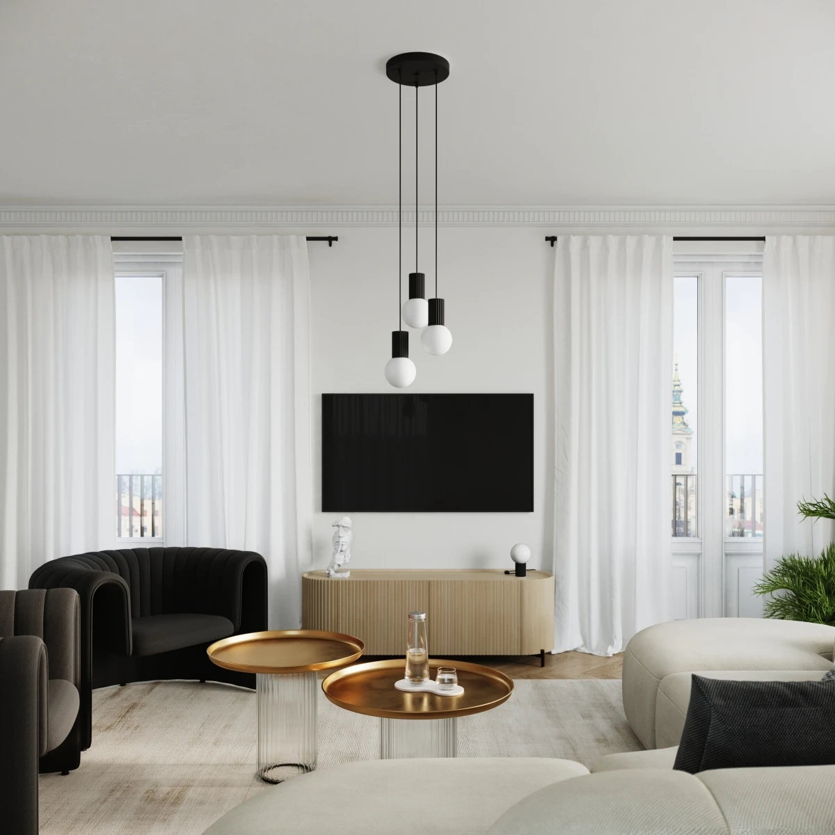 Pendant lamp HALO 3P black