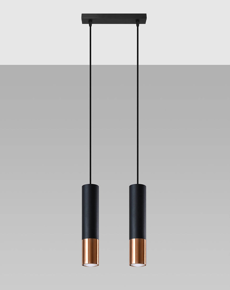 Hanging Lamp LOOPEZ 2 black/copper + 2x LED Bulb GU-10 4000K Cool White 7W 630lm