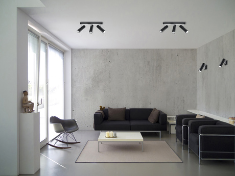 Wall lamp DIREZIONE in black + 1x LED Bulb GU-10 3000K Warm White 7W 620lm