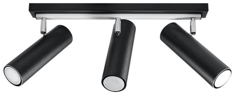 Ceiling lamp DIREZIONE 3 black + 3x LED Bulb GU-10 3000K Warm 7W 620lm