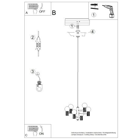 Chandelier HALO 6 olive green