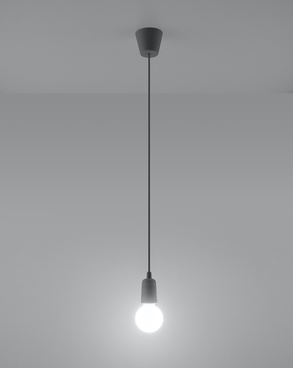 Hanging lamp DIEGO 1 grey + 1x LED Bulb E27 3000K Warm 7.5W 620lm