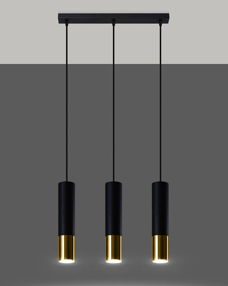 Pendant Lamp LOOPEZ 3L black/gold + 3x LED Bulb GU-10 4000K Cool White 7W 630lm