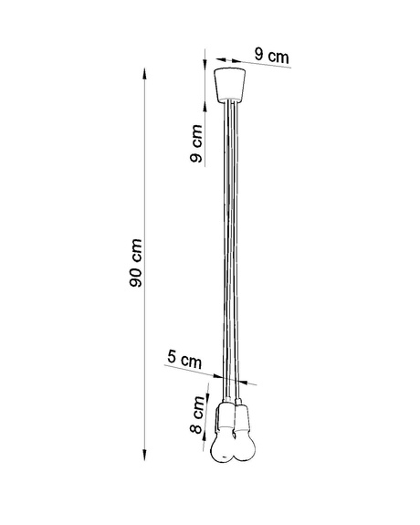 Ceiling lamp DIEGO 3 black + 3x LED Bulb E27 3000K Warm 7.5W 620lm