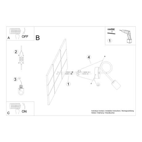Wall lamp SUPEŁ glossy gold + 1X LED Bulb E27 3000K Warm 7.5W 620lm