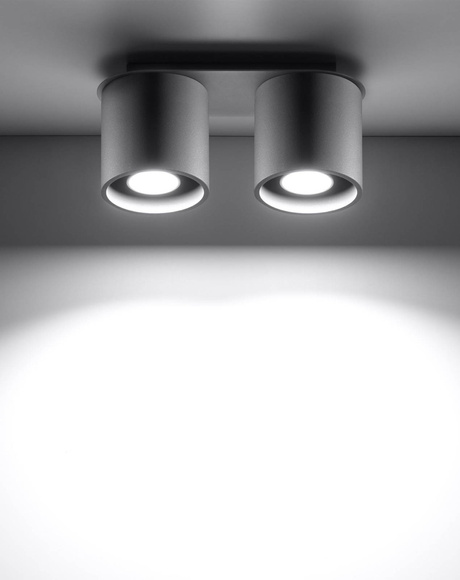 Ceiling lamp ORBIS 2 grey + 2x LED bulb GU-10 3000K Warm 7W 620lm