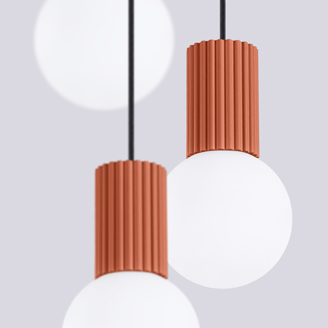 Pendant lamp HALO 3P red ochra