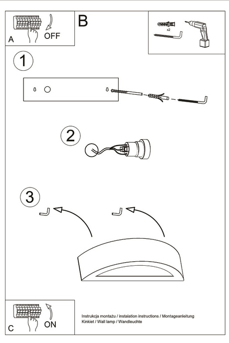 Wall lamp ceramic ATENA grey + 1x LED Bulb E27 3000K Warm 7.5W 620lm
