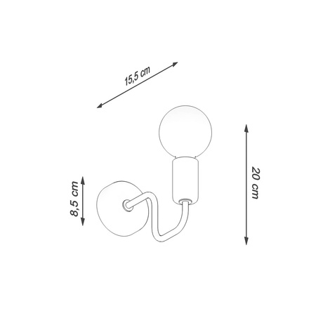 Wall lamp VECTOR black 1x LED Bulb E27 3000K Warm 7.5W 620lm