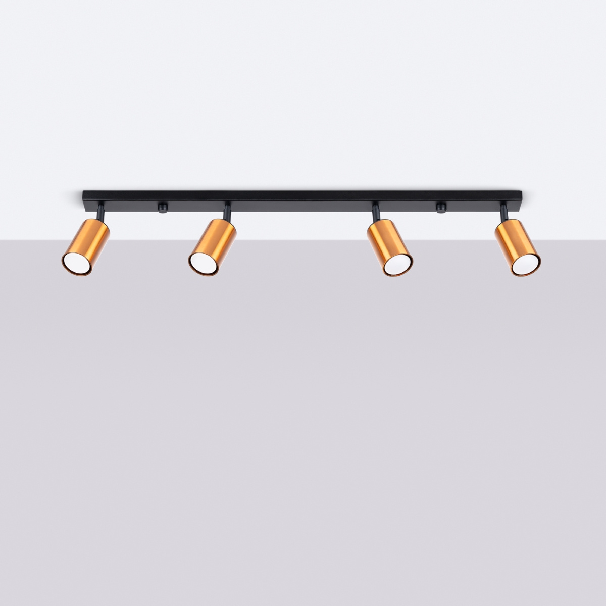 Ceiling lamp WINX 4L black/copper + 4x LED Bulb GU-10 3000K Warm 7W 510lm.