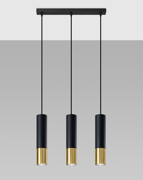 Pendant Lamp LOOPEZ 3L black/gold + 3x LED Bulb GU-10 3000K Warm 7W 620lm