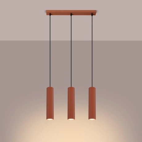 Pendant lamp KARBON 3L red ochre