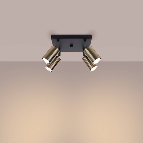 Ceiling lamp WINX 4 black/gold + 4x LED Bulb GU-10 4000K Cool White 7W 530lm
