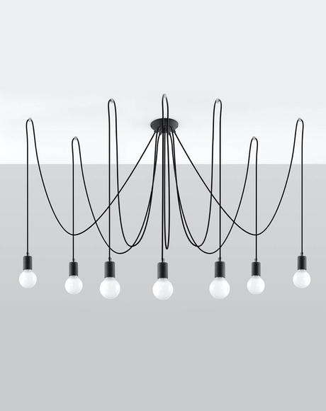 Pendant lamp EDISON 7 black + 7x LED Bulb E27 3000K Warm White 7.5W 620lm