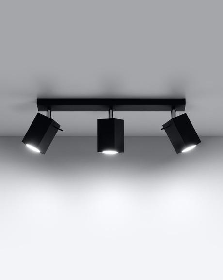 Ceiling lamp MERIDA 3 black + 3 x LED bulb GU-10 4000K Cool White 7W 630lm