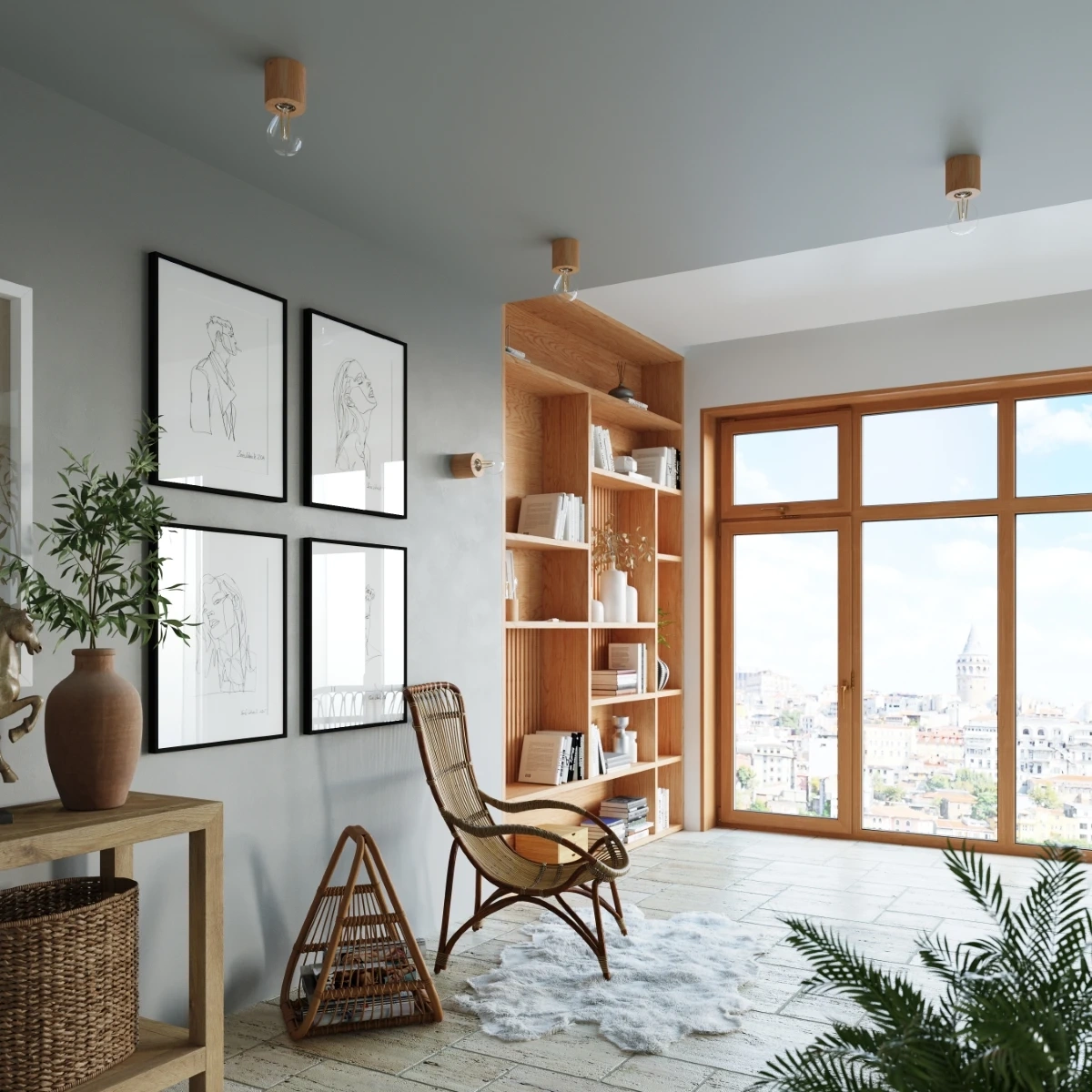 Wall lamp SALGADO natural wood