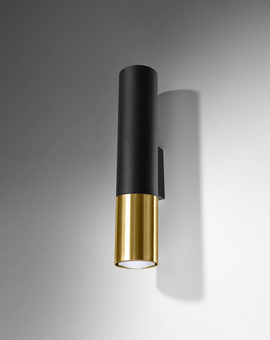 Wall lamp LOOPEZ black/gold + 1x LED Bulb GU-10 4000K Cool White 7W 630lm