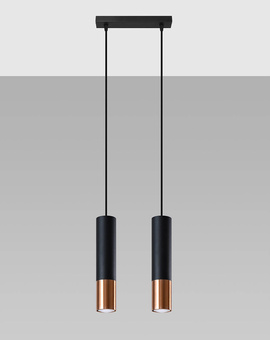 Hanging Lamp LOOPEZ 2 black/copper + 2x LED Bulb GU-10 4000K Cool White 7W 630lm