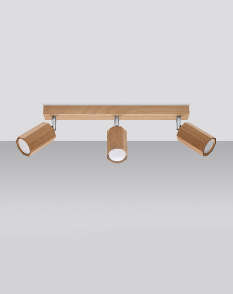 Ceiling lamp ZEKE 3 oak + 3x LED Bulb GU-10 4000K Cool White 7W 630lm