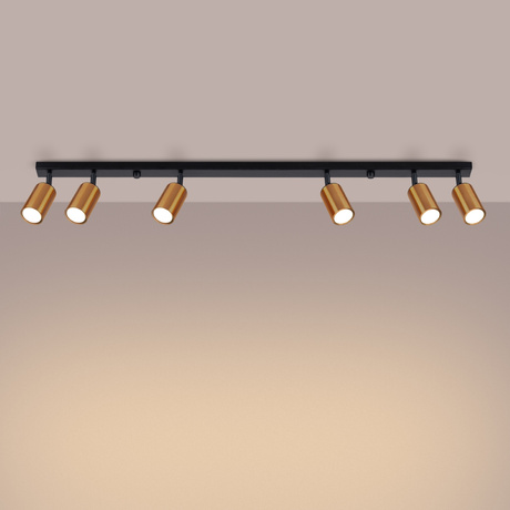 Ceiling lamp WINX 6L black/copper + 6x LED Bulb GU-10 3000K Warm 7W 510lm