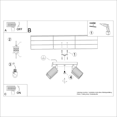 Ceiling lamp KARBON 3L taupe