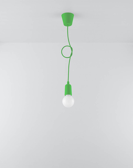 Hanging lamp DIEGO 1 green + 1x LED Bulb E27 3000K Warm White 7.5W 620lm