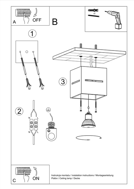 Ceiling lamp LOBO black + 1x LED Bulb G9 4000K Cool White 4.5W 530lm