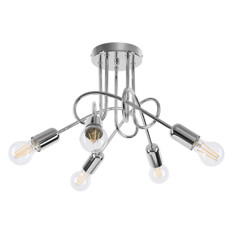 Chandelier SUPEŁ 5 chrome + 5X LED Bulb E27 3000K 7W 760lm