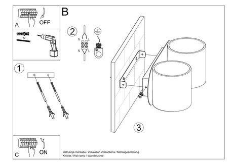 Wall lamp ORBIS 2 gray + 2x LED Bulb G9 3000K Warm 4.5W 510lm