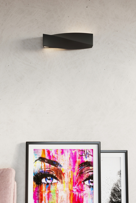 Wall-mounted ceramic lamp SIGMA in black + 1x LED Bulb E27 4000K Cool White 7.5W 650lm