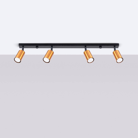 Ceiling lamp WINX 4L black/copper + 4x LED bulb GU-10 4000K Cool White 7W 530lm.